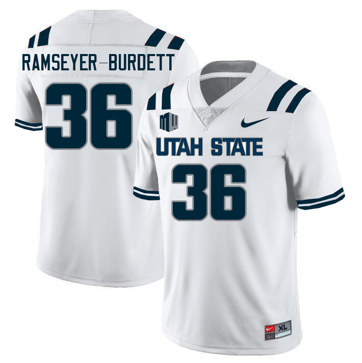 Utah State Aggies #36 Dusten Ramseyer-Burdett College Football Jerseys Stitched Sale-White